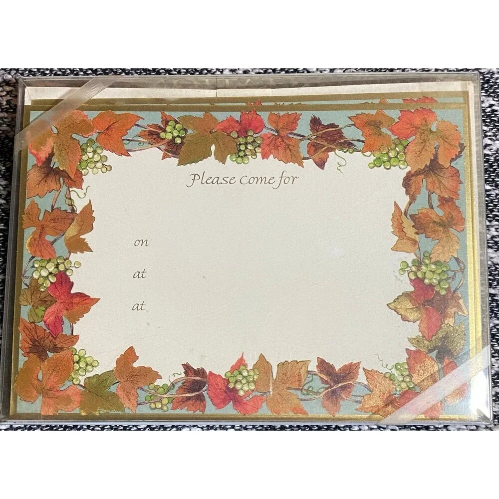 Invitations & Envelopes 3) boxes of 10 Fall Leaf & Grapes Design Thanksgiving